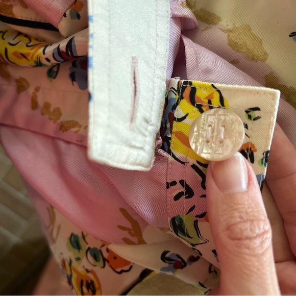 Tory Burch Silk Pastel Pink Floral Wide leg pants size 4 - Picture 9 of 11